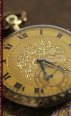 太陽王ルイ14世モデル 華やかな名を冠すグリュエンの懐中時計 【1910年頃】-P2390-12