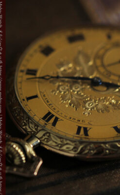 太陽王ルイ14世モデル 華やかな名を冠すグリュエンの懐中時計 【1910年頃】-P2390-4