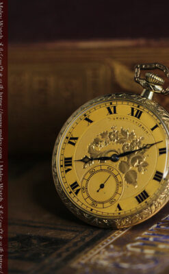 太陽王ルイ14世モデル 華やかな名を冠すグリュエンの懐中時計 【1910年頃】-P2390-8