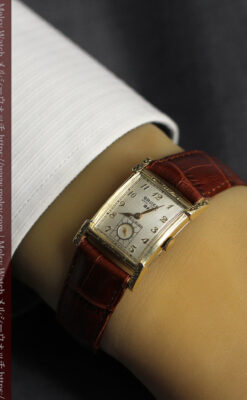 ケース表面に装飾を施したグリュエンのアンティーク腕時計 【1950年頃】-W1660-12