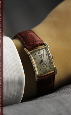 ケース表面に装飾を施したグリュエンのアンティーク腕時計 【1950年頃】-W1660-13