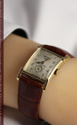 ケース表面に装飾を施したグリュエンのアンティーク腕時計 【1950年頃】-W1660-14