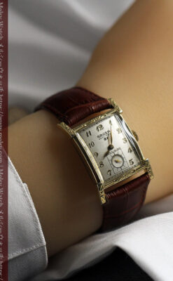 ケース表面に装飾を施したグリュエンのアンティーク腕時計 【1950年頃】-W1660-15