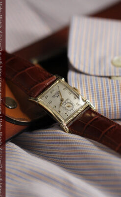 ケース表面に装飾を施したグリュエンのアンティーク腕時計 【1950年頃】-W1660-6