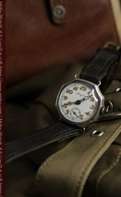 ロンジン 100年の風格漂う希少八角形の銀無垢アンティーク腕時計 【1916年頃】-W1661-22