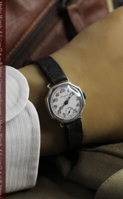 ロンジン 100年の風格漂う希少八角形の銀無垢アンティーク腕時計 【1916年頃】-W1661-23