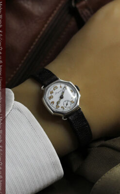 ロンジン 100年の風格漂う希少八角形の銀無垢アンティーク腕時計 【1916年頃】-W1661-24