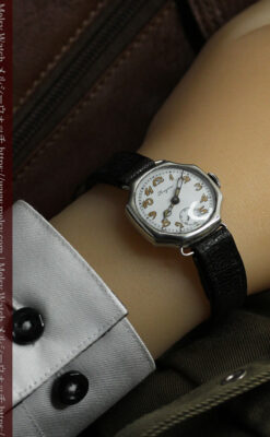 ロンジン 100年の風格漂う希少八角形の銀無垢アンティーク腕時計 【1916年頃】-W1661-25