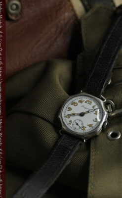 ロンジン 100年の風格漂う希少八角形の銀無垢アンティーク腕時計 【1916年頃】-W1661-7