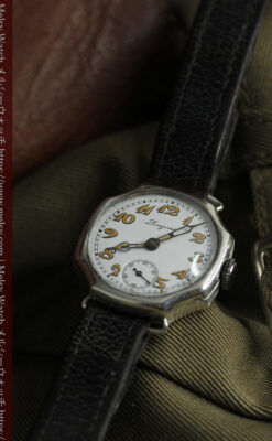 ロンジン 100年の風格漂う希少八角形の銀無垢アンティーク腕時計 【1916年頃】-W1661-9