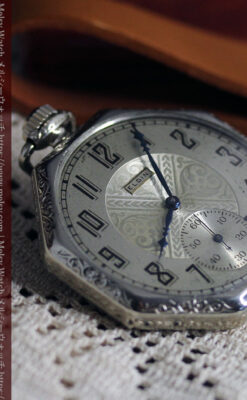 エルジンの個性的な八角形アンティーク懐中時計【1925年頃】-P2393-10