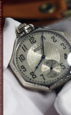 エルジンの個性的な八角形アンティーク懐中時計【1925年頃】-P2393-13