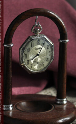 エルジンの個性的な八角形アンティーク懐中時計【1925年頃】-P2393-15