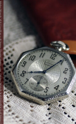 エルジンの個性的な八角形アンティーク懐中時計【1925年頃】-P2393-3