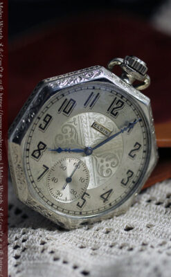 エルジンの個性的な八角形アンティーク懐中時計【1925年頃】-P2393-6