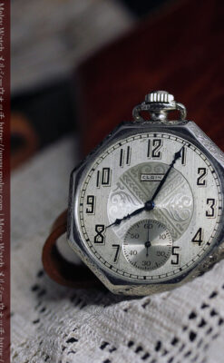 エルジンの個性的な八角形アンティーク懐中時計【1925年頃】-P2393-7