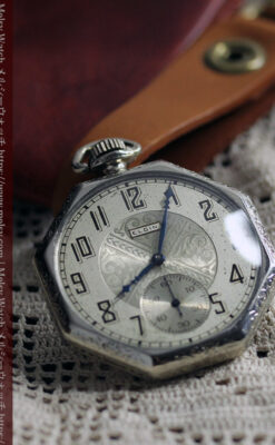 エルジンの個性的な八角形アンティーク懐中時計【1925年頃】-P2393-8