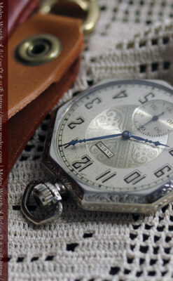 エルジンの個性的な八角形アンティーク懐中時計【1925年頃】-P2393-9