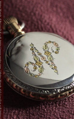 イニシャル『N』 出会いを待つウォルサムの銀無垢懐中時計 【1900年頃】-P2394-2