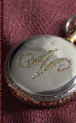 イニシャル『N』 出会いを待つウォルサムの銀無垢懐中時計 【1900年頃】-P2394-9