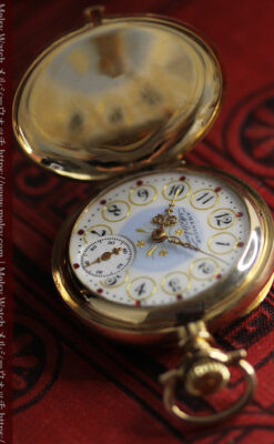 合計30石のダイヤとルビーが煌めく ウォルサムの金無垢アンティーク懐中時計 【1900年頃】-P2395-15