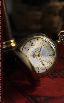 合計30石のダイヤとルビーが煌めく ウォルサムの金無垢アンティーク懐中時計 【1900年頃】-P2395-16