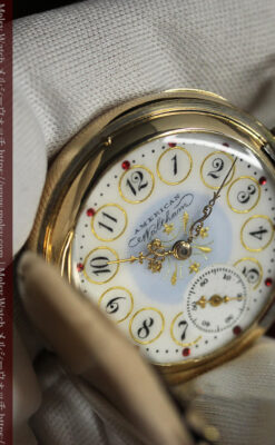 合計30石のダイヤとルビーが煌めく ウォルサムの金無垢アンティーク懐中時計 【1900年頃】-P2395-19