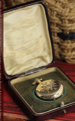 合計30石のダイヤとルビーが煌めく ウォルサムの金無垢アンティーク懐中時計 【1900年頃】-P2395-24