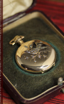 合計30石のダイヤとルビーが煌めく ウォルサムの金無垢アンティーク懐中時計 【1900年頃】-P2395-25