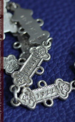 銀無垢アンティークチェーン 1910年から1931年のイヤープレート22枚-C0524-8