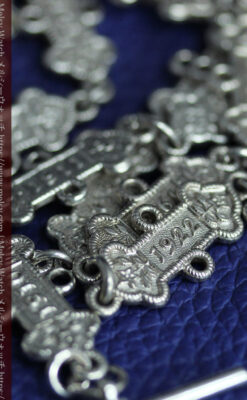 銀無垢アンティークチェーン 1910年から1931年のイヤープレート22枚-C0524-9