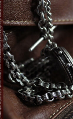 銀無垢アンティーク懐中時計チェーン 英国ビクトリア女王銀貨【1889年頃】-C0525-10