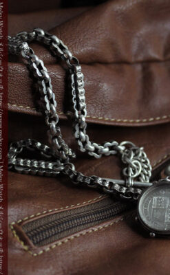 銀無垢アンティーク懐中時計チェーン 英国ビクトリア女王銀貨【1889年頃】-C0525-4