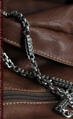 銀無垢アンティーク懐中時計チェーン 英国ビクトリア女王銀貨【1889年頃】-C0525-5