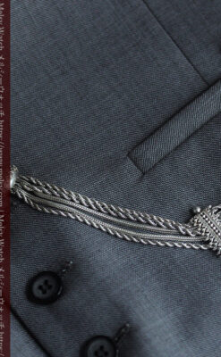 豪華で繊細さ際立つ5本線のアンティーク銀無垢懐中時計チェーン-C0526-12