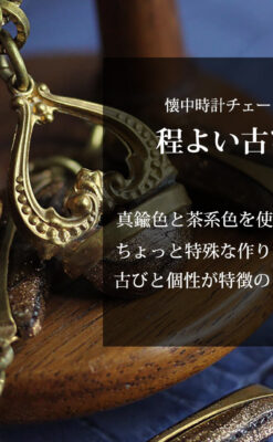 真鍮色で特殊なデザイン&特別な色味の懐中時計チェーン-C0528-0