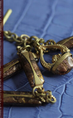 真鍮色で特殊なデザイン&特別な色味の懐中時計チェーン-C0528-6