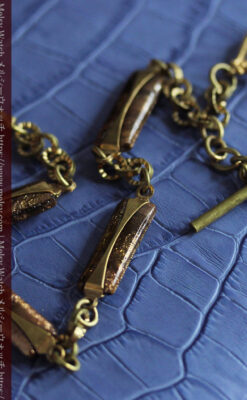 真鍮色で特殊なデザイン&特別な色味の懐中時計チェーン-C0528-7