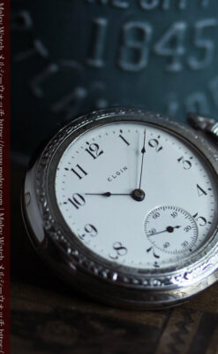 エルジンのケース装飾の綺麗なアンティーク懐中時計 【1900年頃】-P2396-10