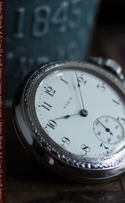 エルジンのケース装飾の綺麗なアンティーク懐中時計 【1900年頃】-P2396-11