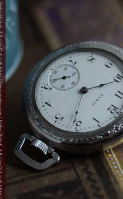 エルジンのケース装飾の綺麗なアンティーク懐中時計 【1900年頃】-P2396-14