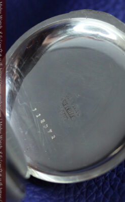 牡鹿の大型銀時計 淡いターコイズ色と金模様 エルジンのアンティーク懐中時計-P2397-13