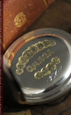 金色文字盤にローズ色 オメガの銀無垢アンティーク懐中時計 【1915年頃】-P2398-19