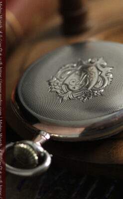 金色文字盤にローズ色 オメガの銀無垢アンティーク懐中時計 【1915年頃】-P2398-9