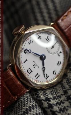 多面六角形の金無垢オメガ 見せたくなるアンティーク腕時計 【1928年頃】-W1662-10