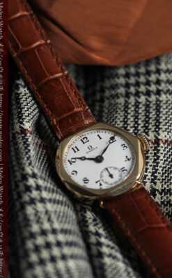 多面六角形の金無垢オメガ 見せたくなるアンティーク腕時計 【1928年頃】-W1662-11