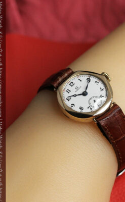 多面六角形の金無垢オメガ 見せたくなるアンティーク腕時計 【1928年頃】-W1662-17