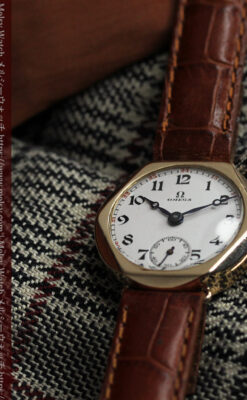 多面六角形の金無垢オメガ 見せたくなるアンティーク腕時計 【1928年頃】-W1662-2