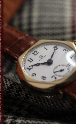 多面六角形の金無垢オメガ 見せたくなるアンティーク腕時計 【1928年頃】-W1662-6