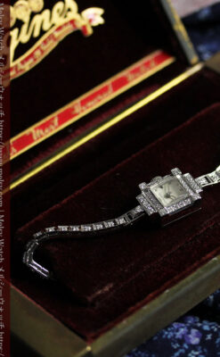 総金無垢ロンジンの女性用アンティーク腕時計 ダイヤモンド62石 【1950年頃】-W1664-14